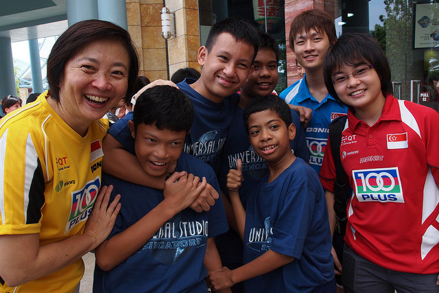 The National Team Paddlers To Play Big Brothers and Big Sisters To Children From Grace Orchard School For A Day At Universal Studio Singapore