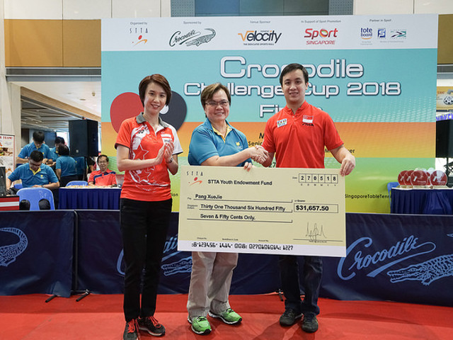 National Paddler, Pang Xuejie received $31,657.50 from Singapore Table Tennis Association upon his retirement from the sport.