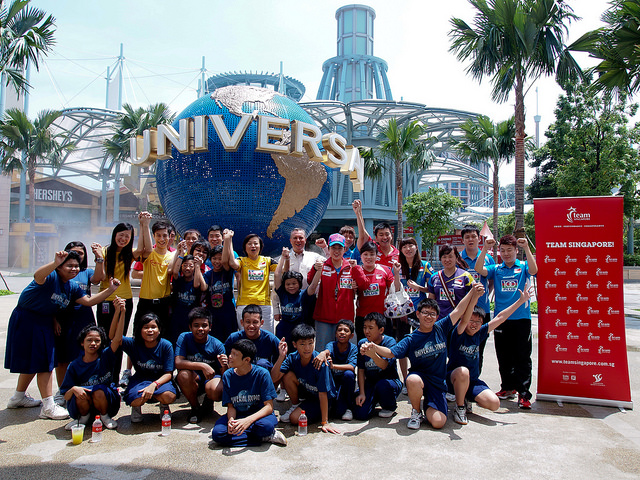 The National Team Paddlers To Play Big Brothers & Big Sisters To Children From Grace Orchard School For A Day At Universal Studios Singapore