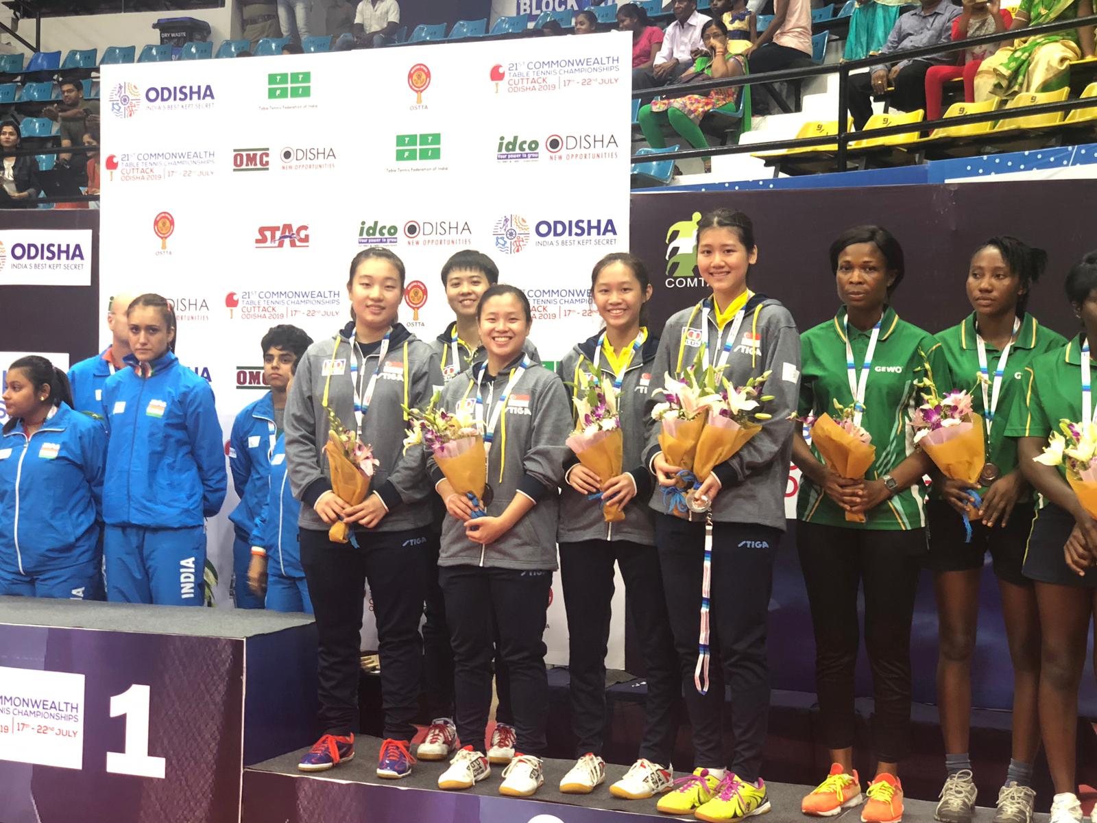 Team Singapore scored 2 bronzes at the 21st Commonwealth Table Tennis Championships