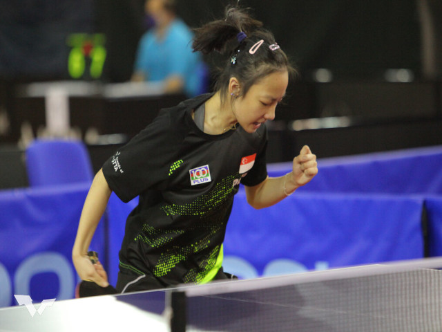 Ser Lin Qian came back with a win after losing to teammate Zhou Jingyi the day before.