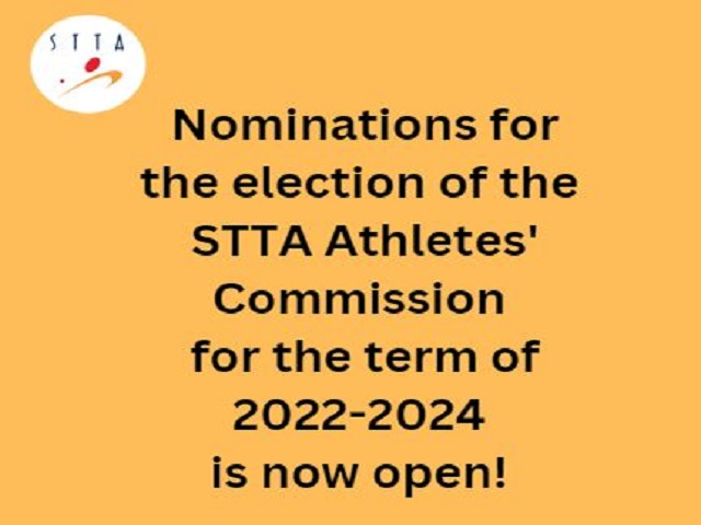 Nominations for the election of the STTA Athletes’ Commission for the term of 2022-2024 is now open till 28 September 2022, 5pm