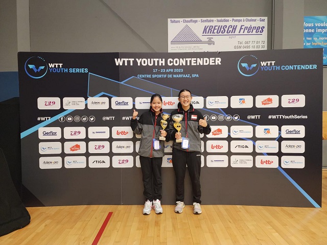 Singapore Junior paddlers – Lee Kaeann and Tan Clara finished Joint Third in the U11 Girls’ Singles event at WTT Youth Contender Spa, Belgium 2023