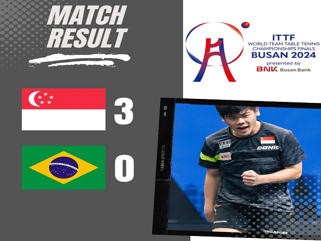 Singapore upset Brazil in winning start to World Team Table Tennis Championships