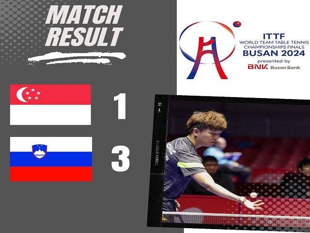 Singapore valiant in defeat as Slovenia’s strength prevail at World Team Table Tennis Championships